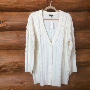 Talbots NWT White Cable Knit Cardigan Size X-16W/18W